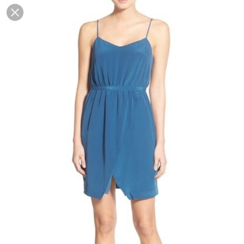 Madewell Sandstar Blue Silk Spaghetti Strap Summer Dress size 4